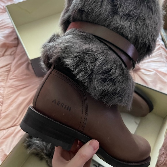 Aerin Brown Ankle Boots with Faux Fur - Picture 3 of 6